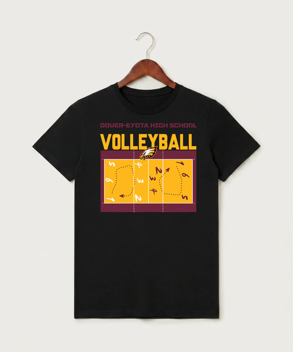 Dover-Eyota High School Volleyball (Girls) - Black T-Shirt - Full Front