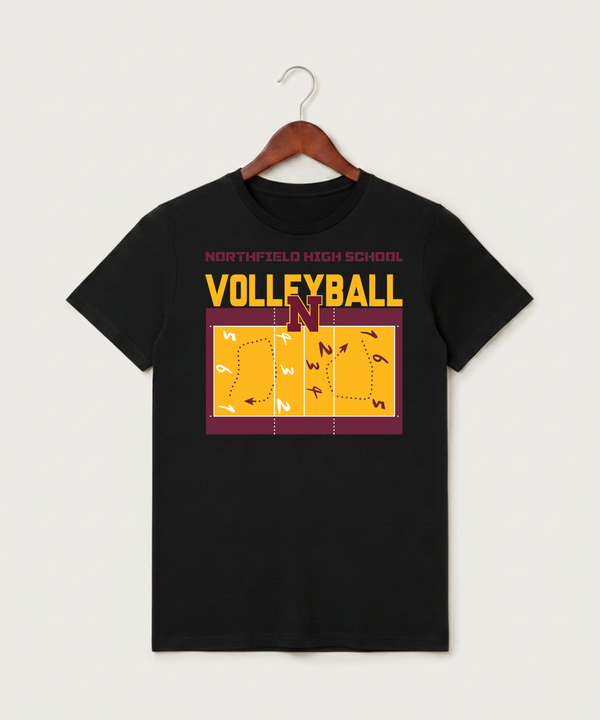Northfield High School Volleyball (Girls) - Black T-Shirt - Full Front