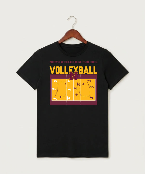 Northfield High School Volleyball (Girls) - Black T-Shirt - Full Front