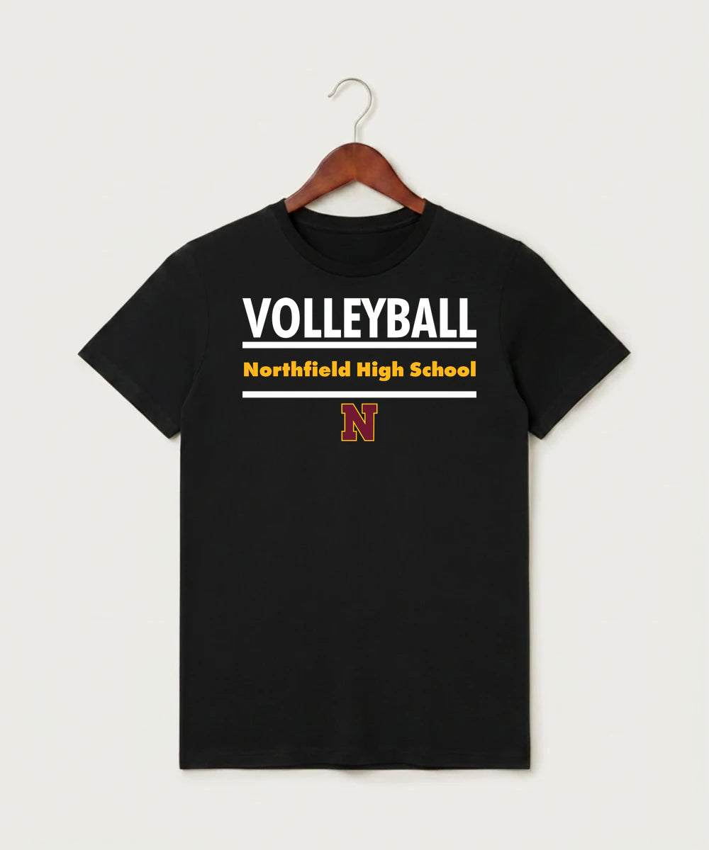 Northfield High School Volleyball (Girls) - Black T-Shirt - Full Front