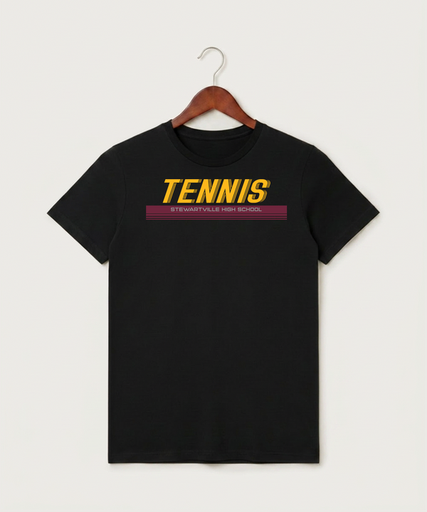 Stewartville High School Tennis (Coed) - Black T-Shirt - Full Front