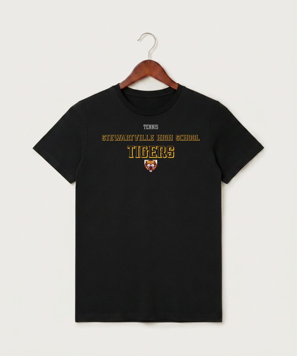 Stewartville High School Tennis (Coed) - Black T-Shirt - Full Front