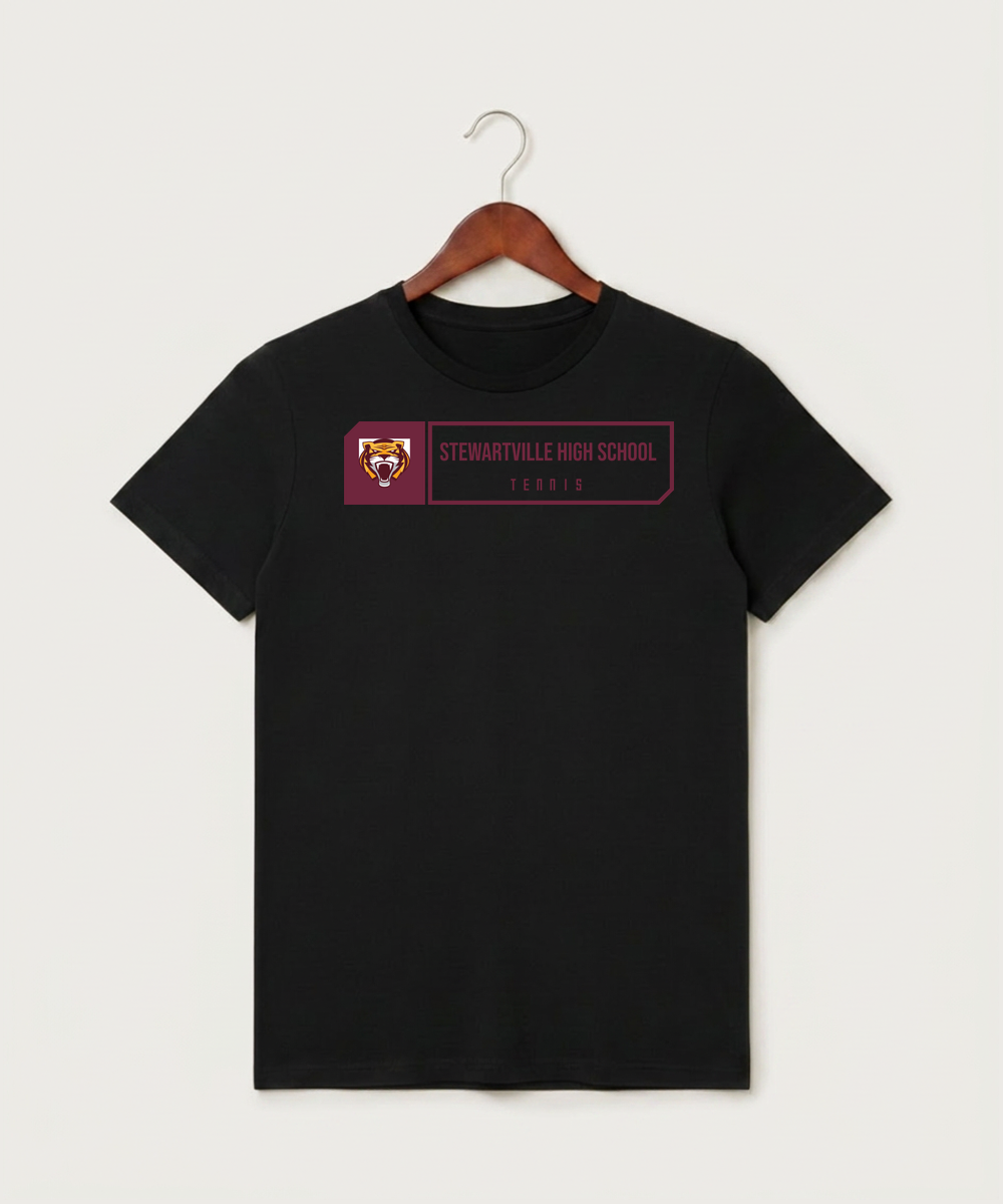 Stewartville High School Tennis (Coed) - Black T-Shirt - Full Front