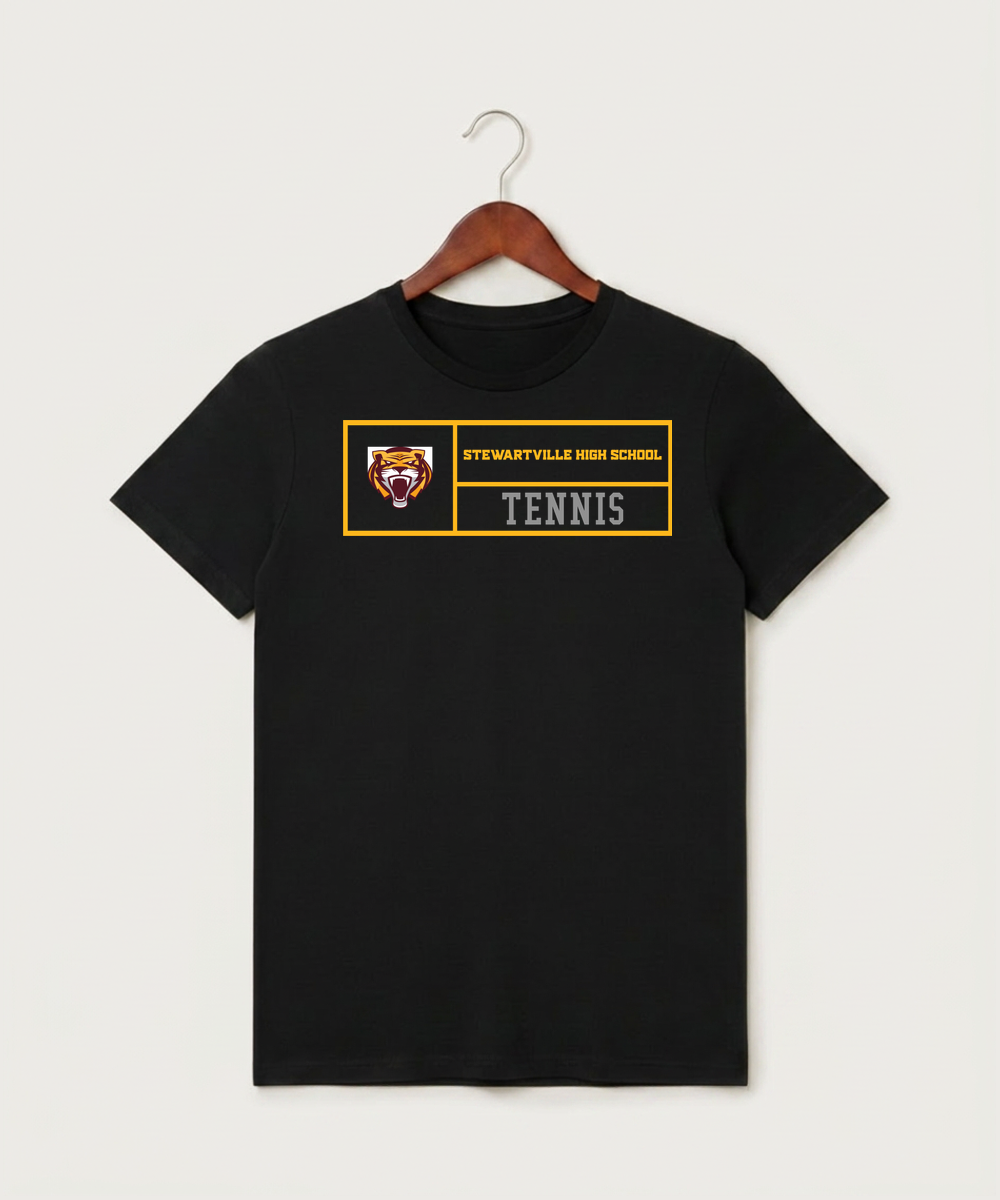 Stewartville High School Tennis (Coed) - Black T-Shirt - Full Front