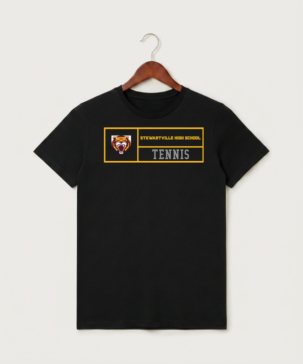 Stewartville High School Tennis (Coed) - Black T-Shirt - Full Front