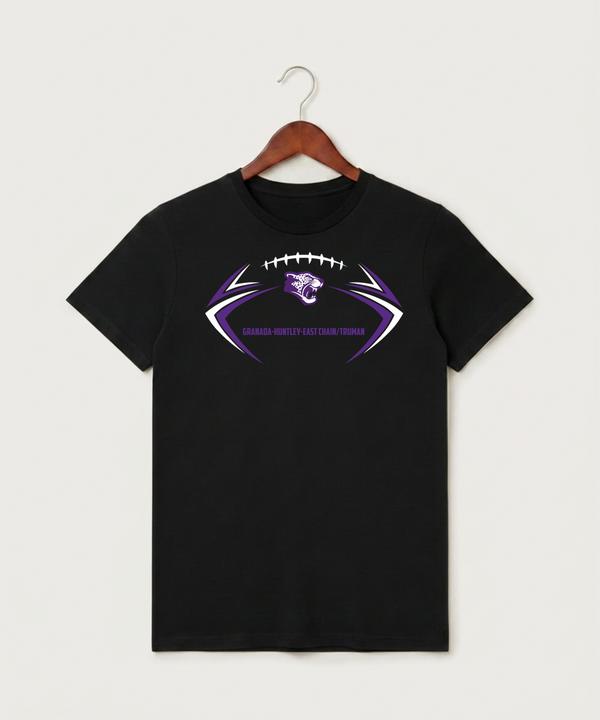 Granada-Huntley-East Chain/Truman Football (Boys) - Black T-Shirt - Full Front