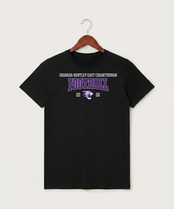 Granada-Huntley-East Chain/Truman Football (Boys) - Black T-Shirt - Full Front
