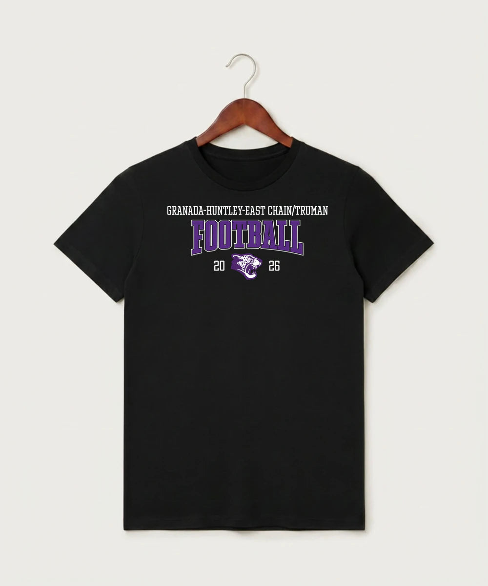 Granada-Huntley-East Chain/Truman Football (Boys) - Black T-Shirt - Full Front