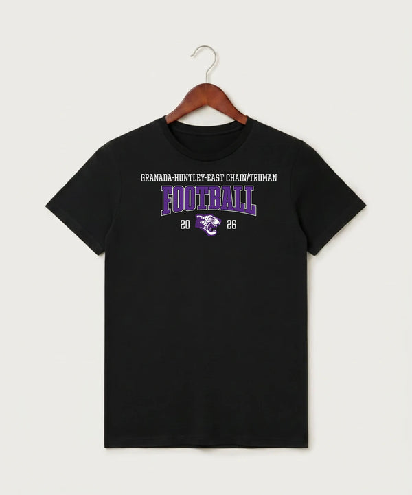 Granada-Huntley-East Chain/Truman Football (Boys) - Black T-Shirt - Full Front