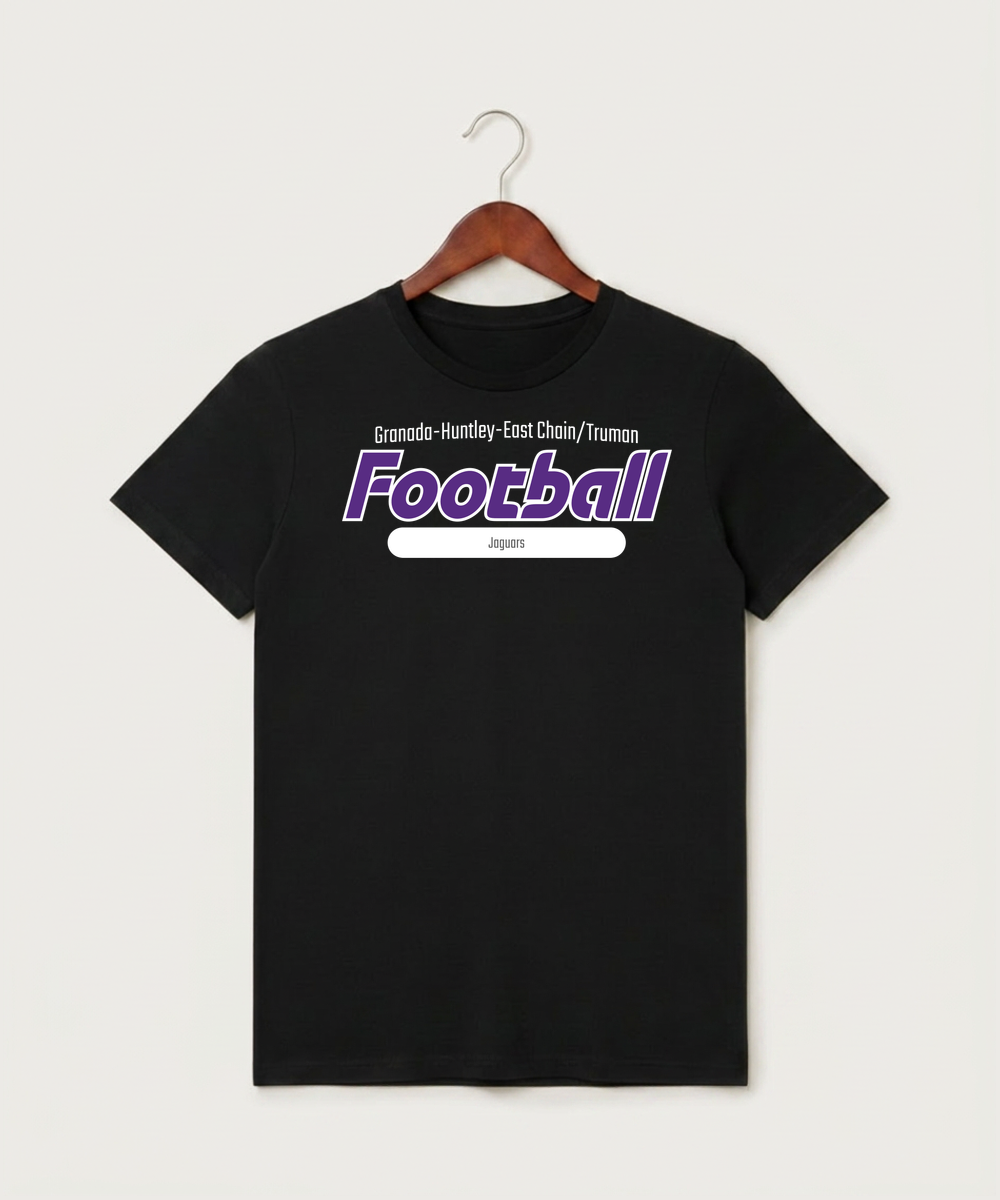 Granada-Huntley-East Chain/Truman Football (Boys) - Black T-Shirt - Full Front