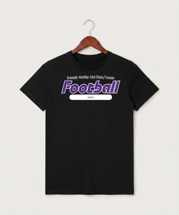 Granada-Huntley-East Chain/Truman Football (Boys) - Black T-Shirt - Full Front
