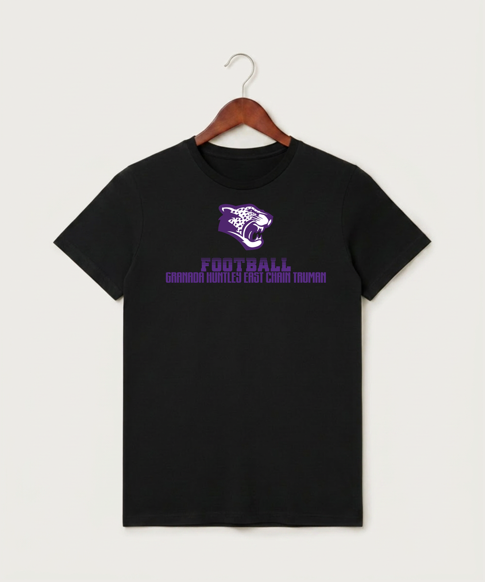Granada-Huntley-East Chain/Truman Football (Boys) - Black T-Shirt - Full Front