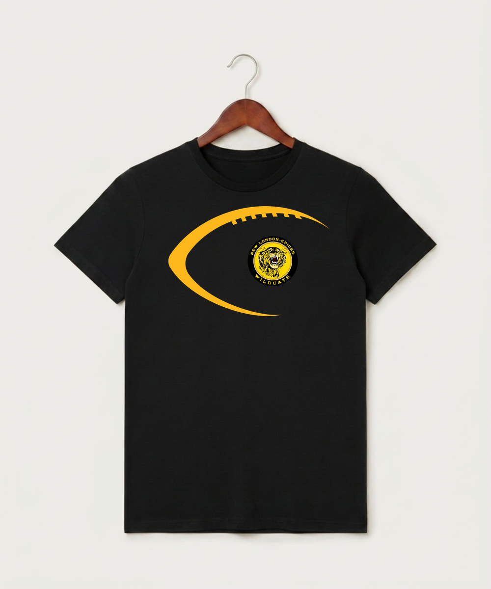 New London Spicer High School Football (Boys) - Black T-Shirt - Full Front