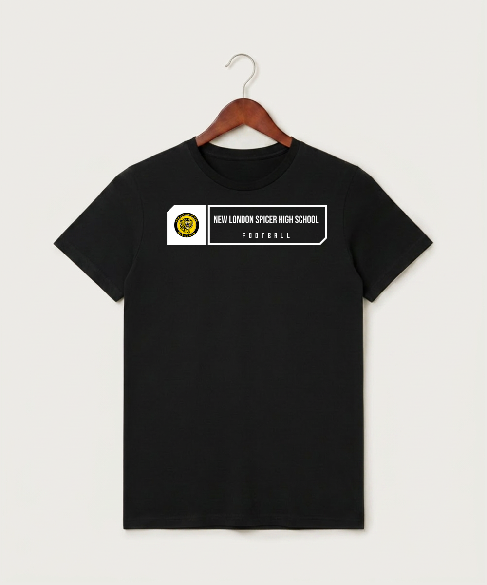 New London Spicer High School Football (Boys) - Black T-Shirt - Full Front