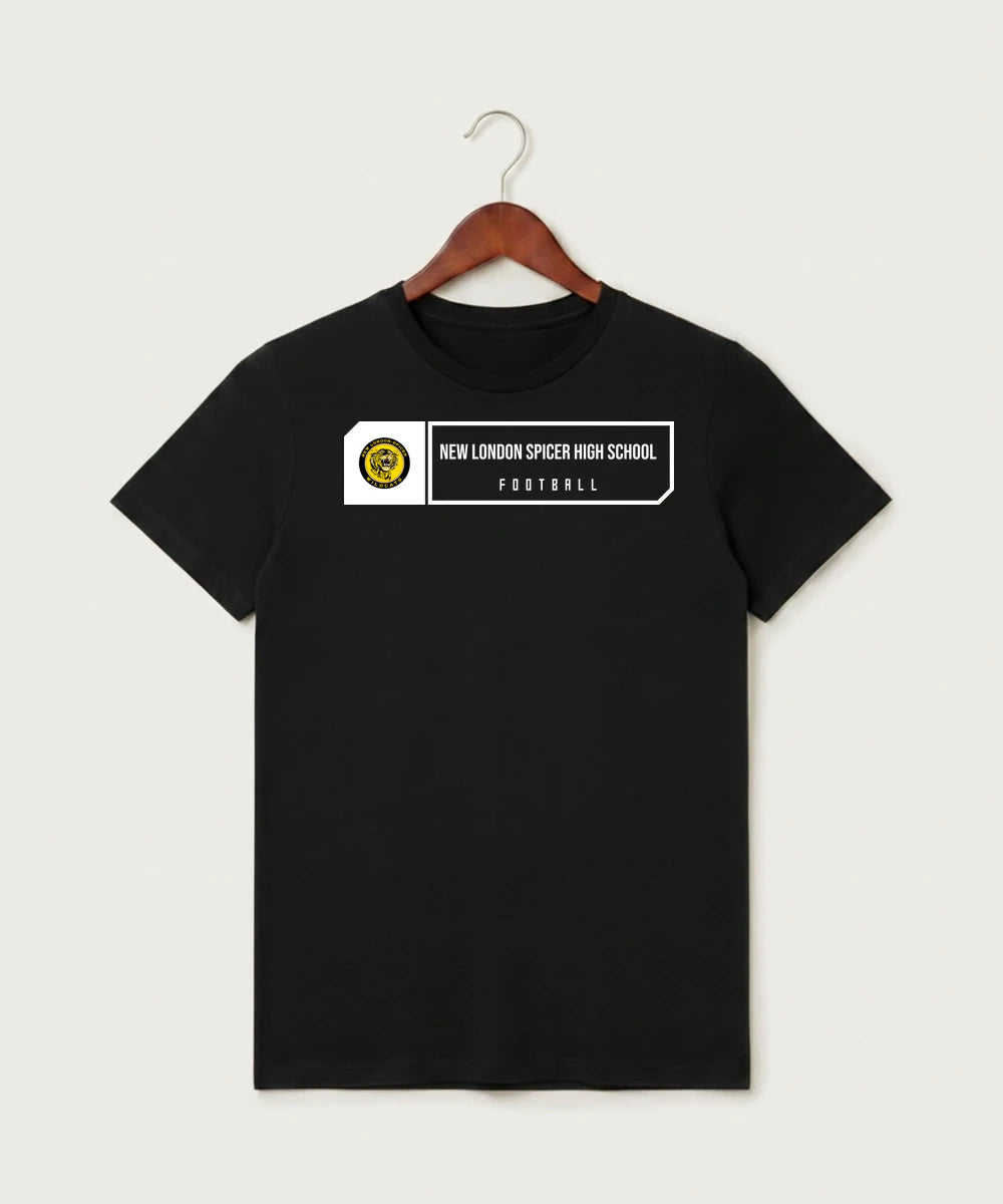 New London Spicer High School Football (Boys) - Black T-Shirt - Full Front