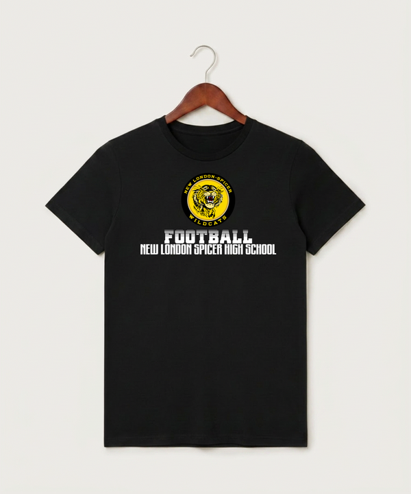 New London Spicer High School Football (Boys) - Black T-Shirt - Full Front