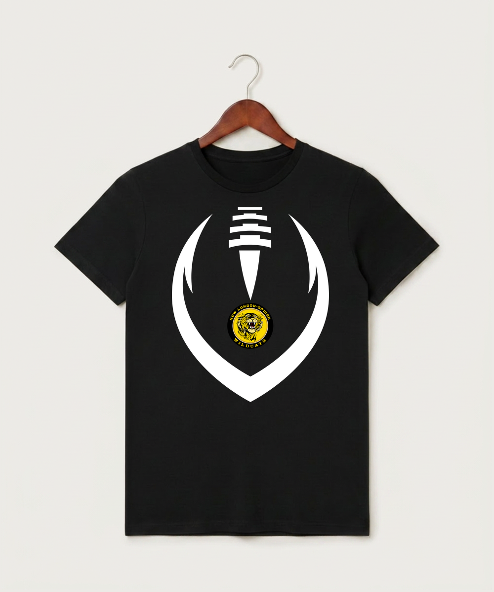 New London Spicer High School Football (Boys) - Black T-Shirt - Full Front