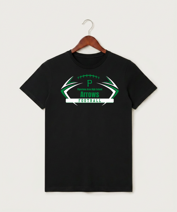 Pipestone Area High School Football (Boys) - Black T-Shirt - Full Front