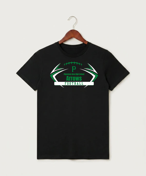 Pipestone Area High School Football (Boys) - Black T-Shirt - Full Front
