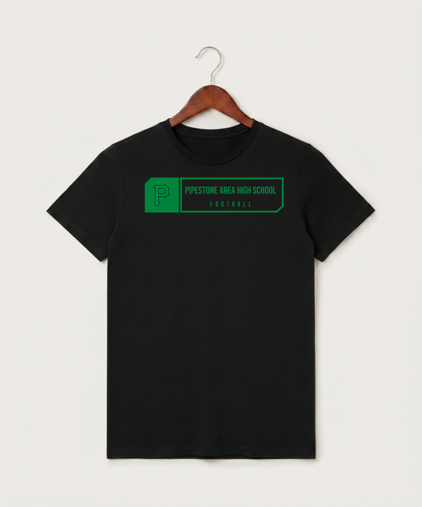 Pipestone Area High School Football (Boys) - Black T-Shirt - Full Front