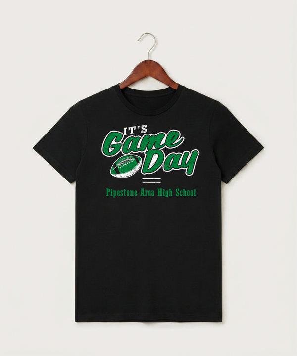 Pipestone Area High School Football (Boys) - Black T-Shirt - Full Front