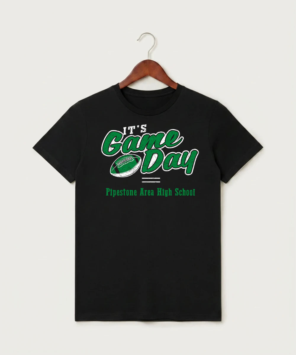 Pipestone Area High School Football (Boys) - Black T-Shirt - Full Front