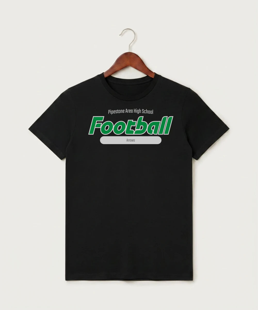 Pipestone Area High School Football (Boys) - Black T-Shirt - Full Front