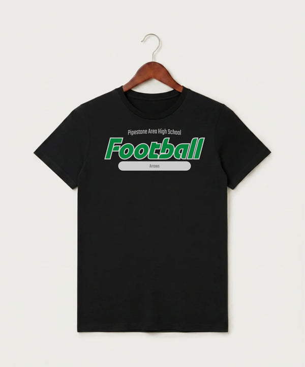 Pipestone Area High School Football (Boys) - Black T-Shirt - Full Front