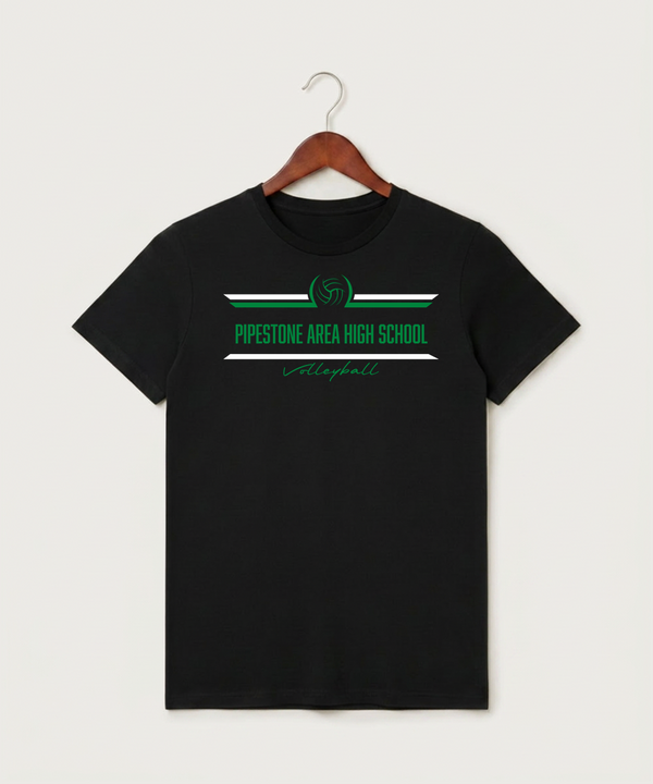 Pipestone Area High School Volleyball (Girls) - Black T-Shirt - Full Front