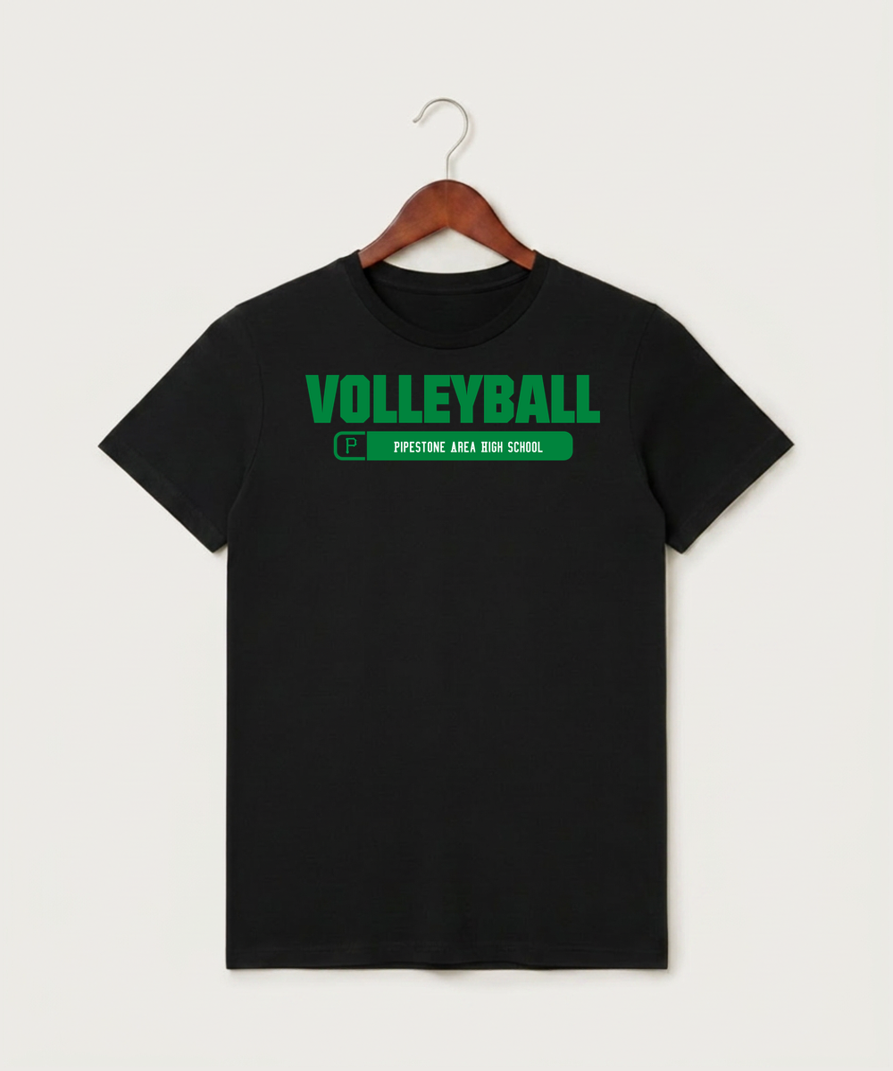 Pipestone Area High School Volleyball (Girls) - Black T-Shirt - Full Front