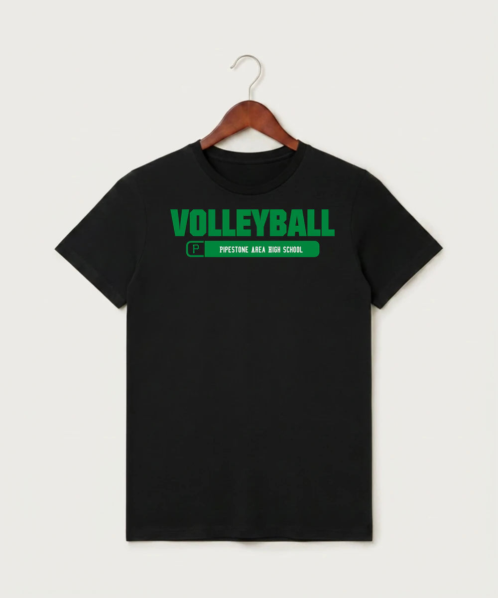 Pipestone Area High School Volleyball (Girls) - Black T-Shirt - Full Front