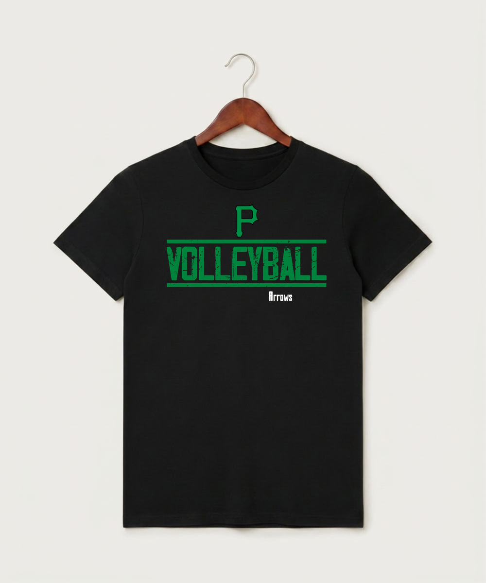 Pipestone Area High School Volleyball (Girls) - Black T-Shirt - Full Front
