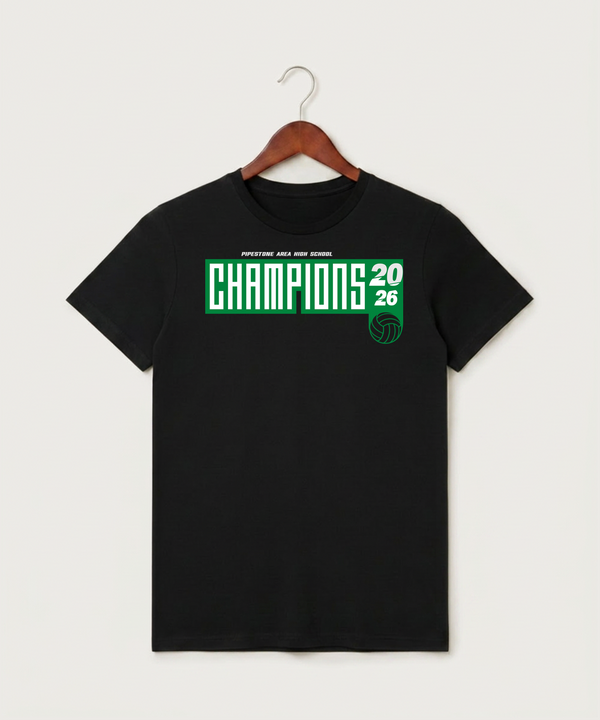 Pipestone Area High School Volleyball (Girls) - Black T-Shirt - Full Front