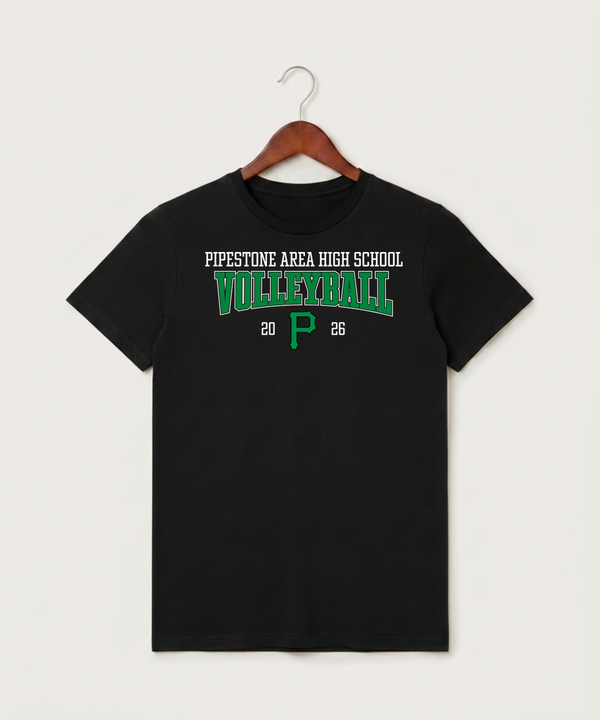 Pipestone Area High School Volleyball (Girls) - Black T-Shirt - Full Front