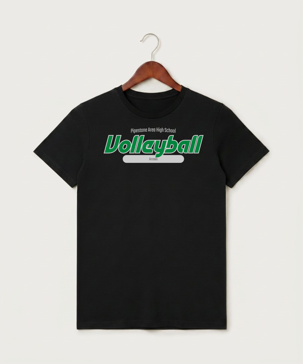Pipestone Area High School Volleyball (Girls) - Black T-Shirt - Full Front