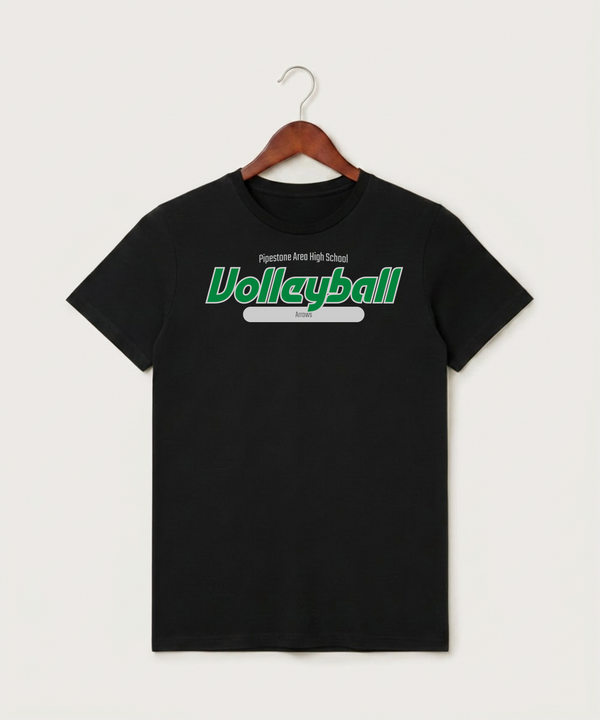 Pipestone Area High School Volleyball (Girls) - Black T-Shirt - Full Front