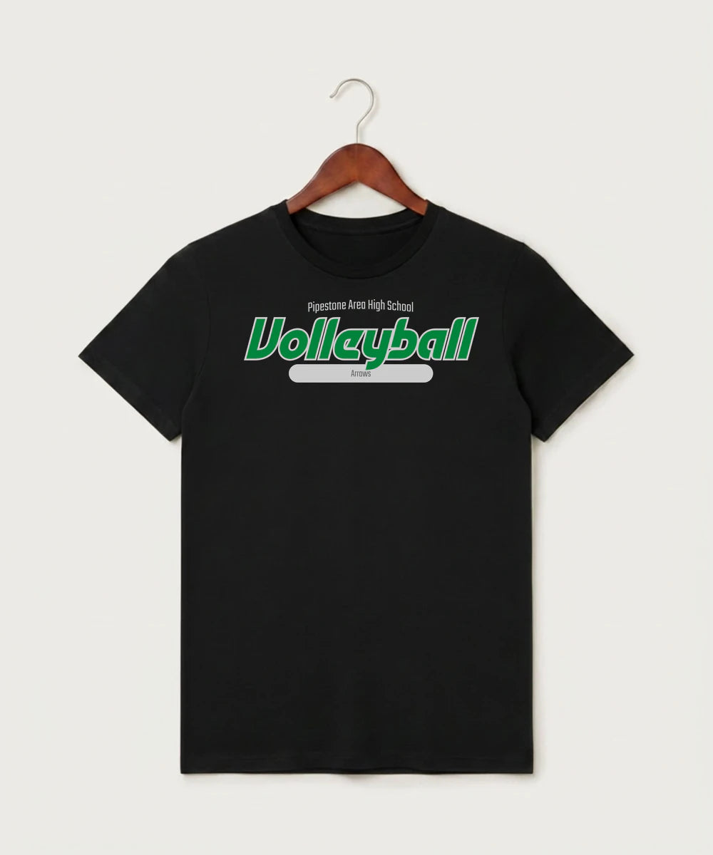Pipestone Area High School Volleyball (Girls) - Black T-Shirt - Full Front