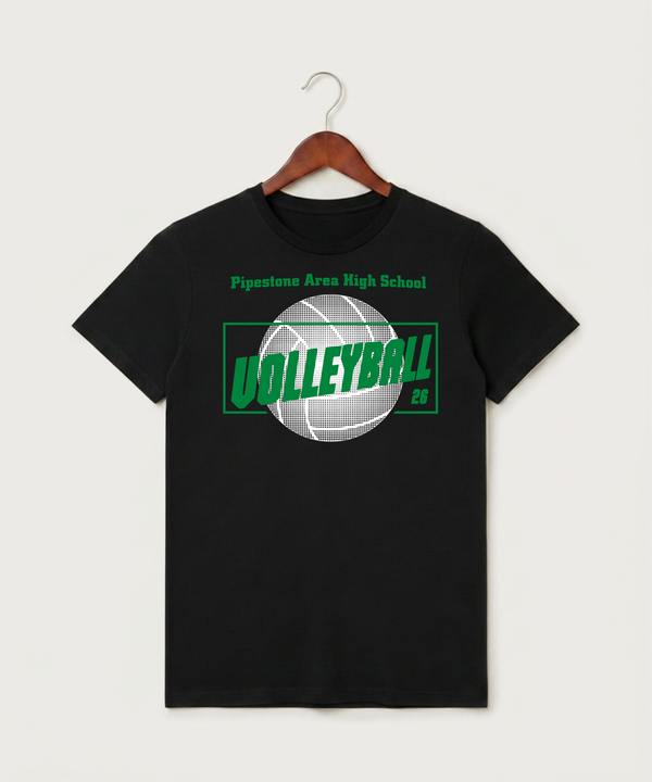 Pipestone Area High School Volleyball (Girls) - Black T-Shirt - Full Front
