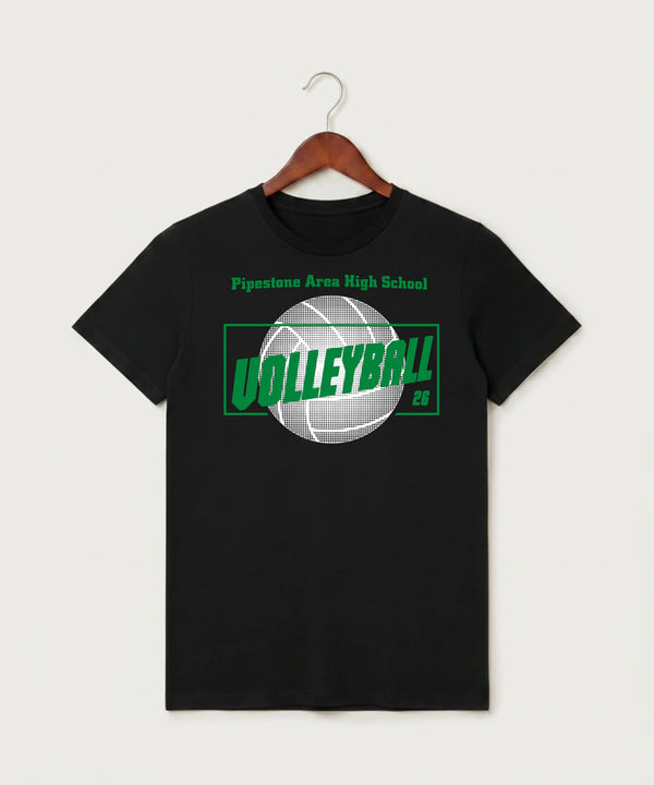 Pipestone Area High School Volleyball (Girls) - Black T-Shirt - Full Front