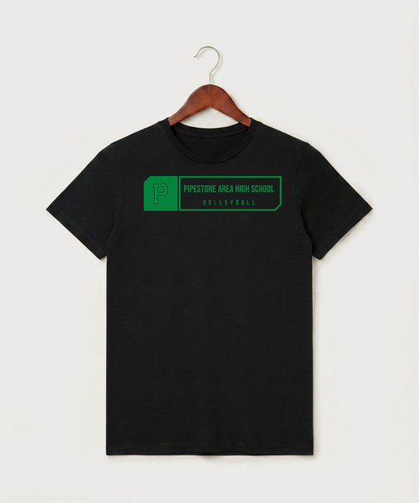 Pipestone Area High School Volleyball (Girls) - Black T-Shirt - Full Front