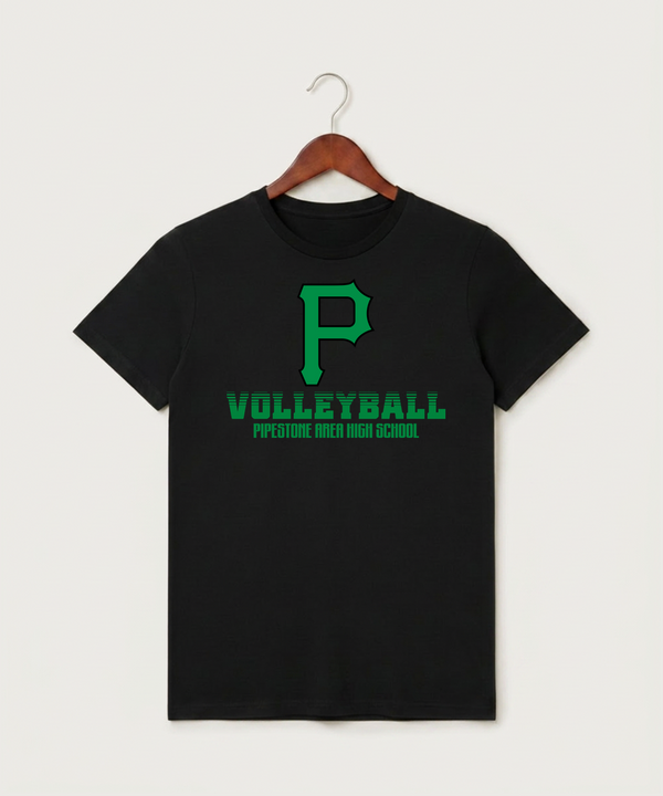 Pipestone Area High School Volleyball (Girls) - Black T-Shirt - Full Front