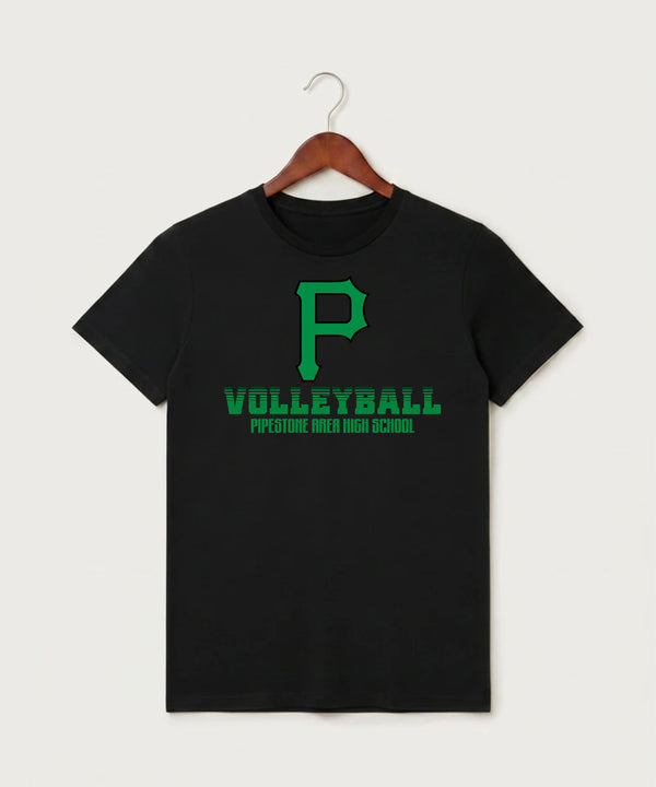 Pipestone Area High School Volleyball (Girls) - Black T-Shirt - Full Front