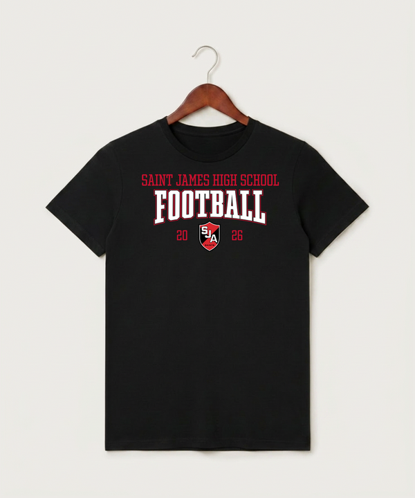 Saint James High School Football (Boys) - Black T-Shirt - Full Front