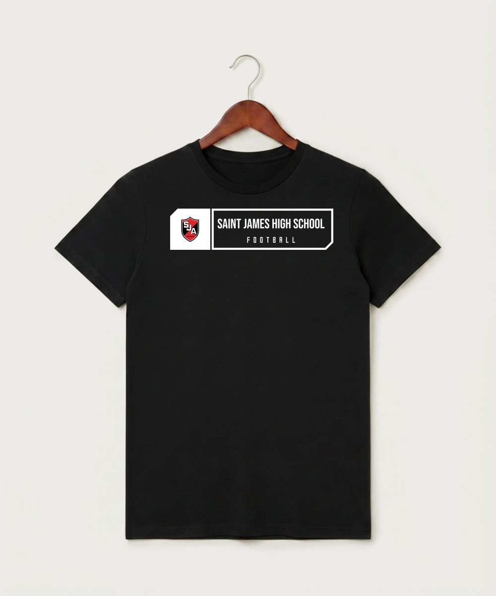 Saint James High School Football (Boys) - Black T-Shirt - Full Front