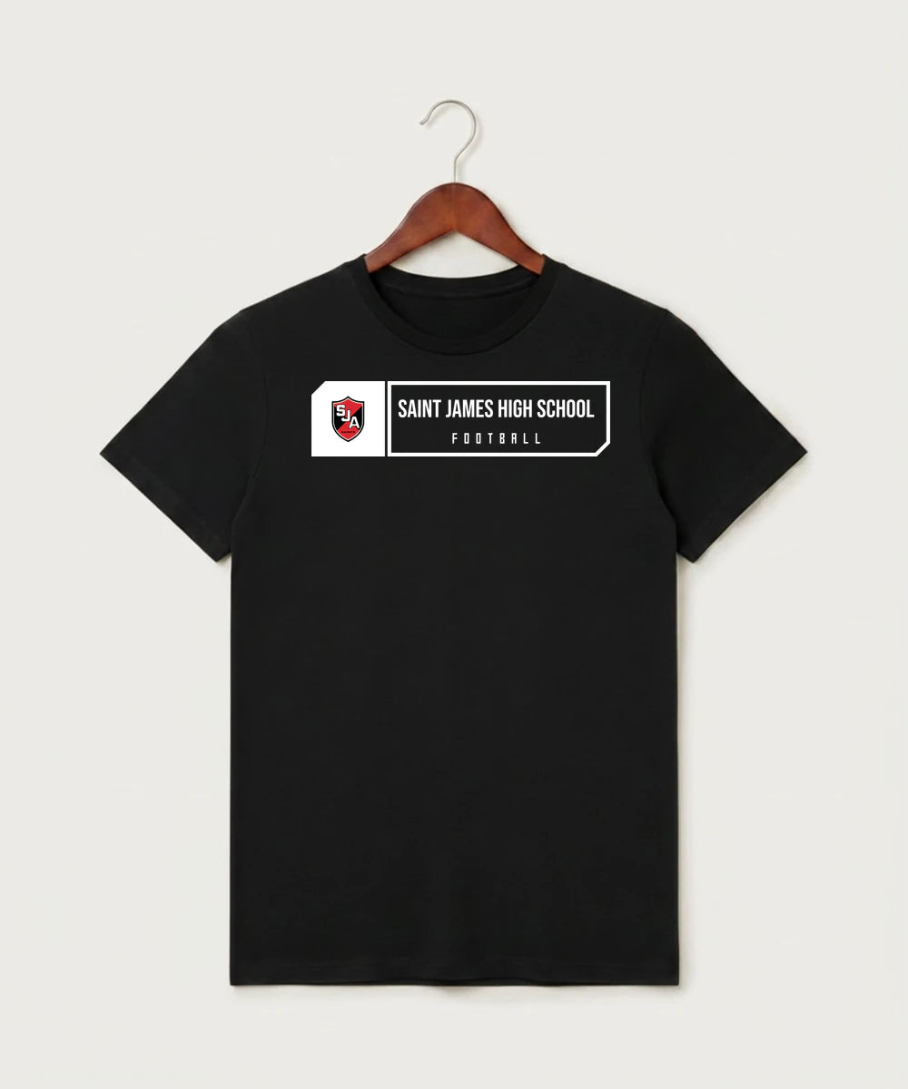 Saint James High School Football (Boys) - Black T-Shirt - Full Front