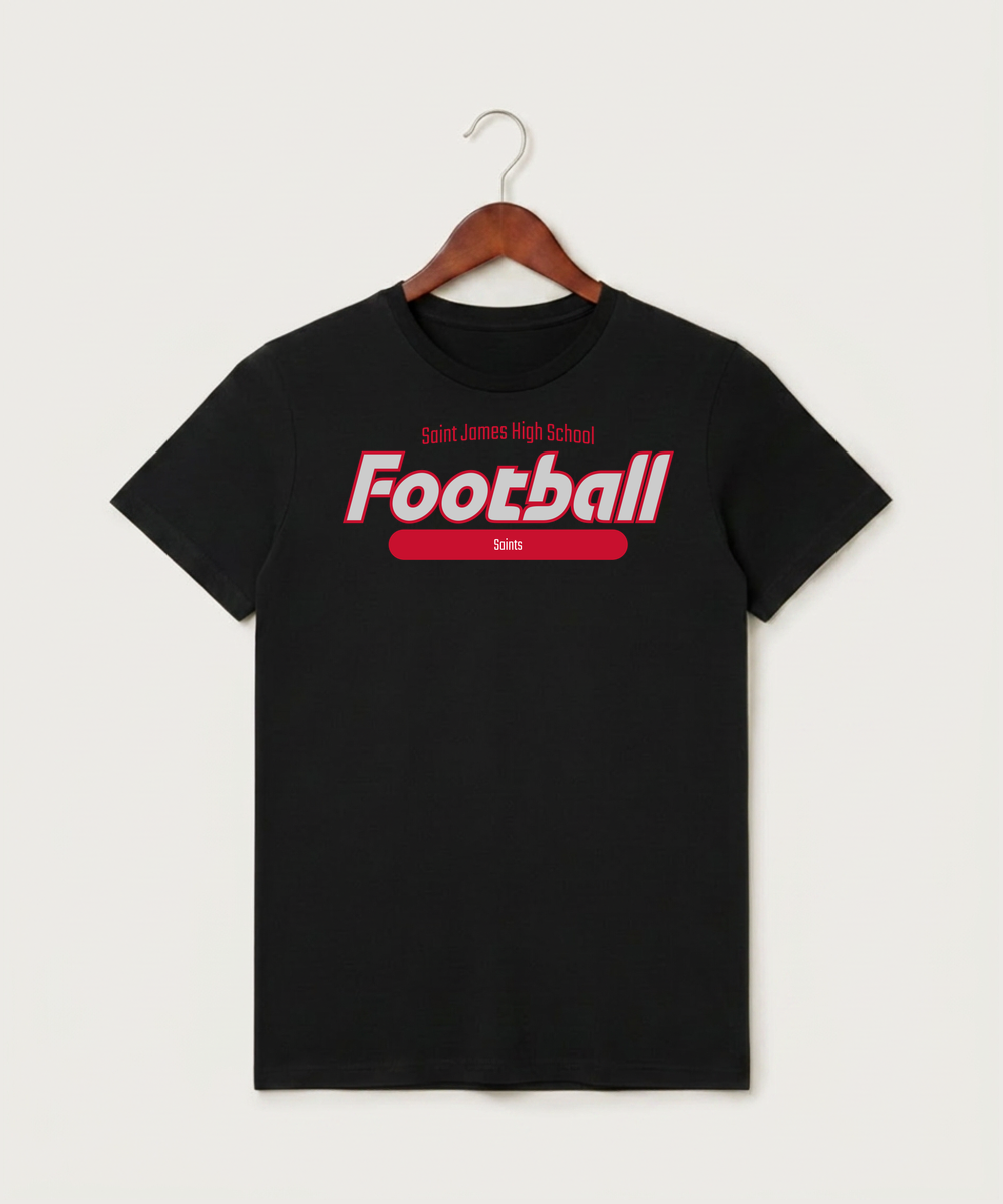 Saint James High School Football (Boys) - Black T-Shirt - Full Front