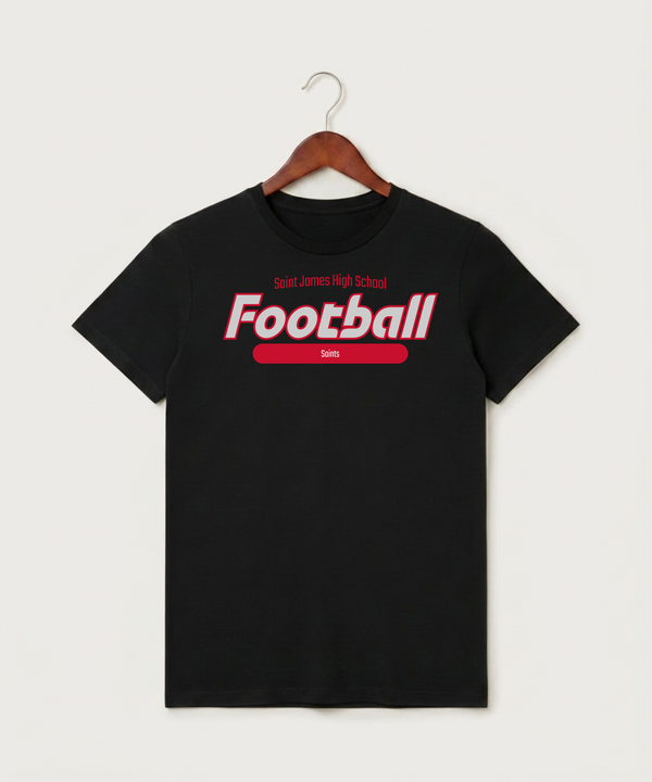 Saint James High School Football (Boys) - Black T-Shirt - Full Front