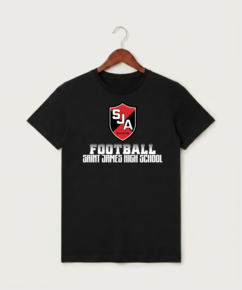 Saint James High School Football (Boys) - Black T-Shirt - Full Front