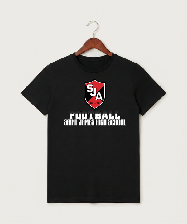Saint James High School Football (Boys) - Black T-Shirt - Full Front