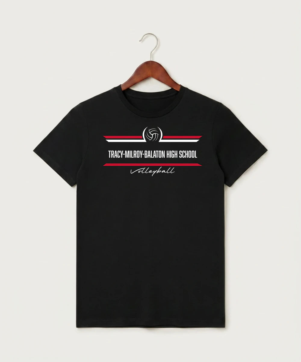 Tracy-Milroy-Balaton High School Volleyball (Girls) - Black T-Shirt - Full Front